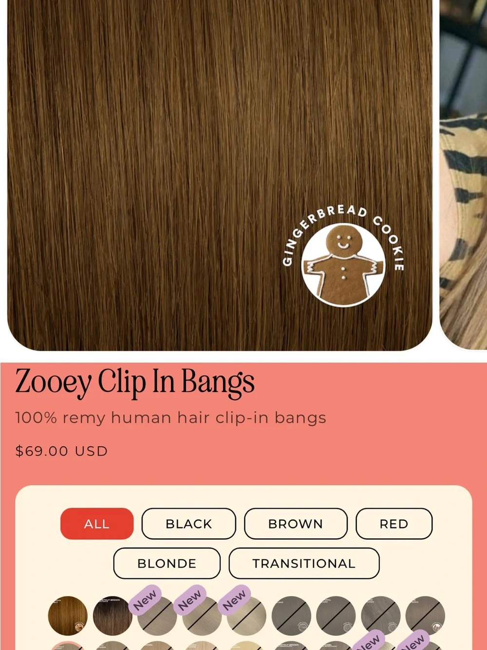 INH Human hair Zooey bangs light brown chestnut brown NWT